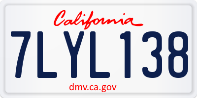 CA license plate 7LYL138