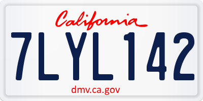 CA license plate 7LYL142