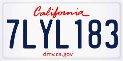 CA license plate 7LYL183