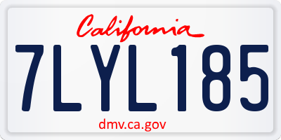 CA license plate 7LYL185
