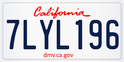 CA license plate 7LYL196