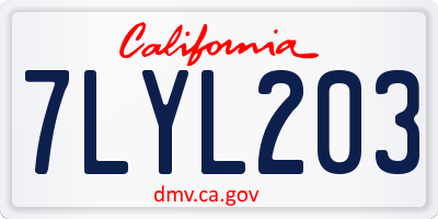 CA license plate 7LYL203