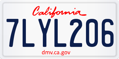 CA license plate 7LYL206