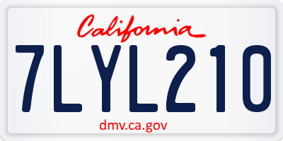 CA license plate 7LYL210