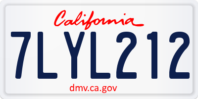 CA license plate 7LYL212
