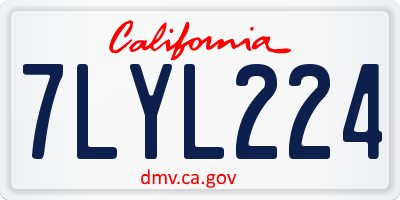 CA license plate 7LYL224