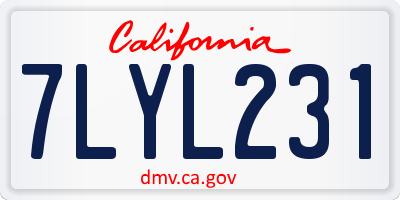 CA license plate 7LYL231
