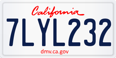 CA license plate 7LYL232