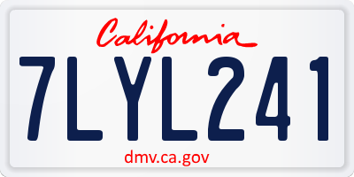 CA license plate 7LYL241