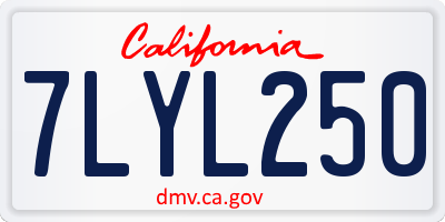 CA license plate 7LYL250