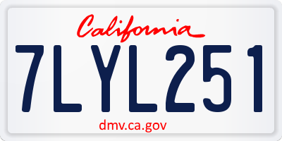 CA license plate 7LYL251