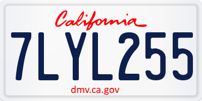 CA license plate 7LYL255