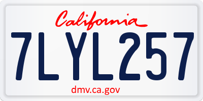 CA license plate 7LYL257