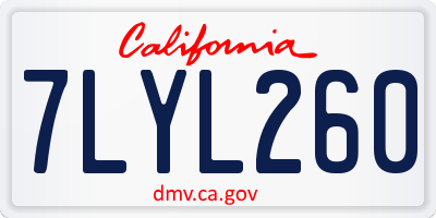 CA license plate 7LYL260