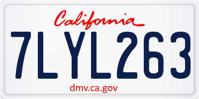 CA license plate 7LYL263