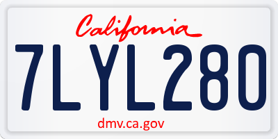 CA license plate 7LYL280