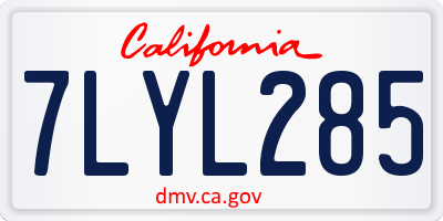 CA license plate 7LYL285