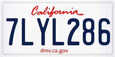 CA license plate 7LYL286