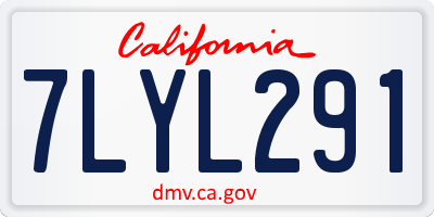 CA license plate 7LYL291