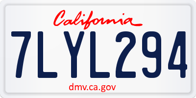 CA license plate 7LYL294