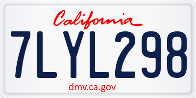 CA license plate 7LYL298