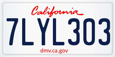 CA license plate 7LYL303