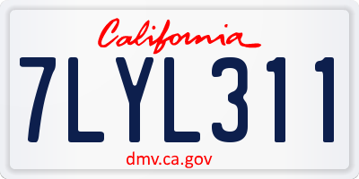 CA license plate 7LYL311