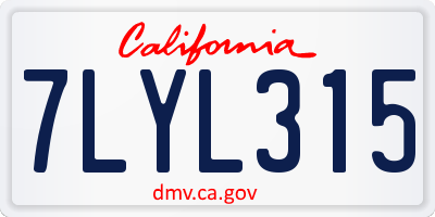 CA license plate 7LYL315