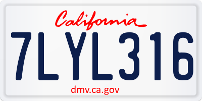 CA license plate 7LYL316