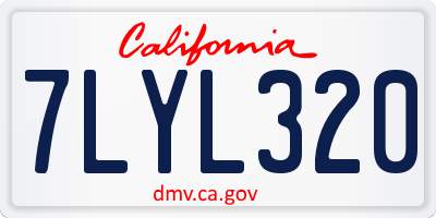 CA license plate 7LYL320