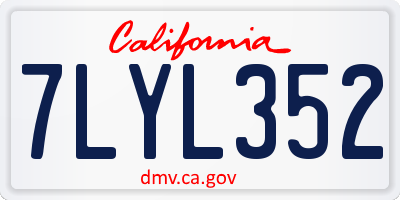 CA license plate 7LYL352