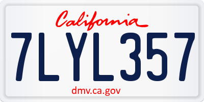 CA license plate 7LYL357