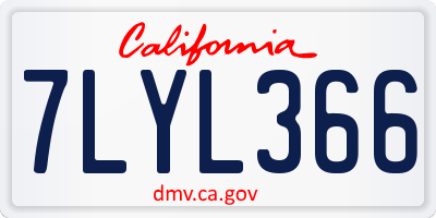 CA license plate 7LYL366