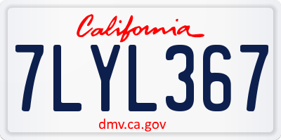 CA license plate 7LYL367