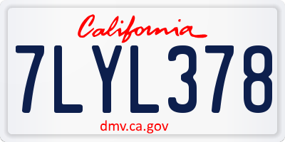 CA license plate 7LYL378