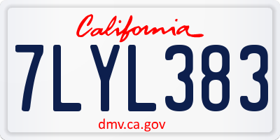 CA license plate 7LYL383