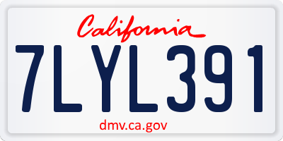 CA license plate 7LYL391