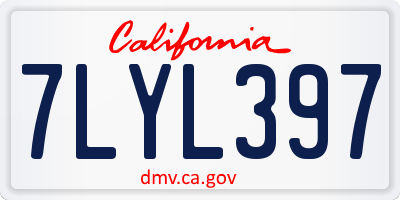 CA license plate 7LYL397