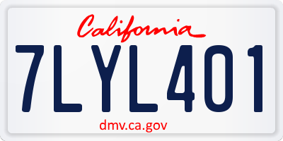 CA license plate 7LYL401