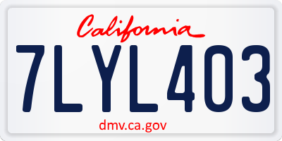CA license plate 7LYL403