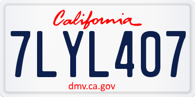CA license plate 7LYL407