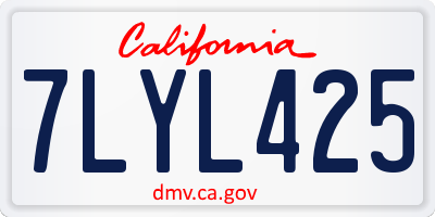 CA license plate 7LYL425