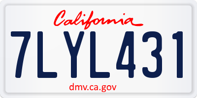 CA license plate 7LYL431