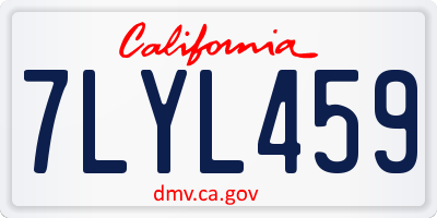 CA license plate 7LYL459