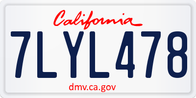 CA license plate 7LYL478