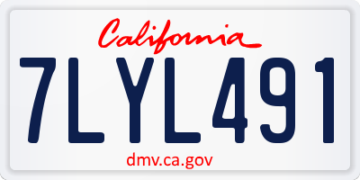 CA license plate 7LYL491
