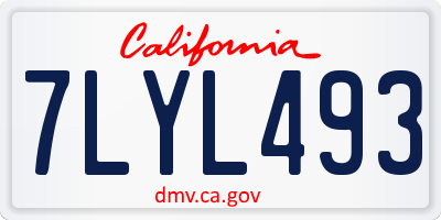 CA license plate 7LYL493