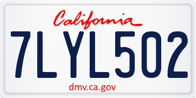 CA license plate 7LYL502