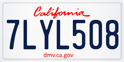 CA license plate 7LYL508