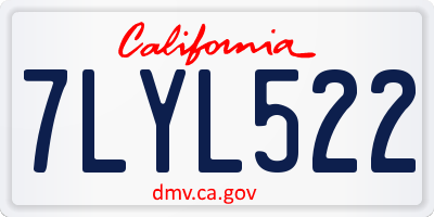 CA license plate 7LYL522